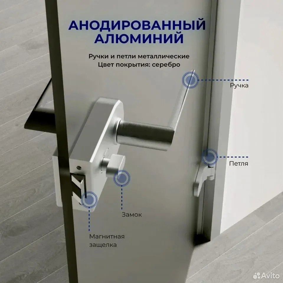 Дверь стеклянная Черная 2000 х 800 с фурнитурой - миниатюра 9