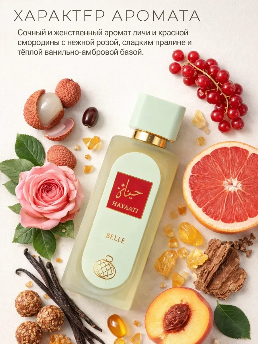 Арабские духи оригинал Fragrance World Hayaati Belle 100 мл - миниатюра 2