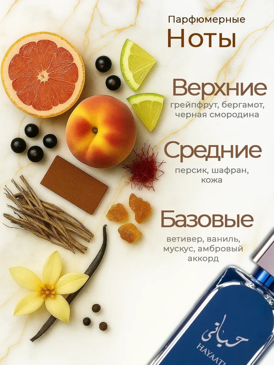 Арабские духи оригинал Lattafa Hayaati Al Maleky 100мл - миниатюра 2