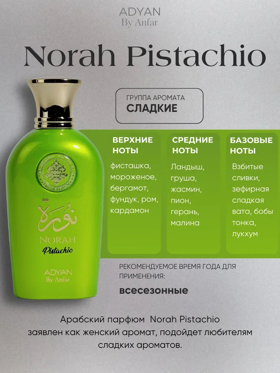 Духи арабские женские NORAH Pistachio - миниатюра 2