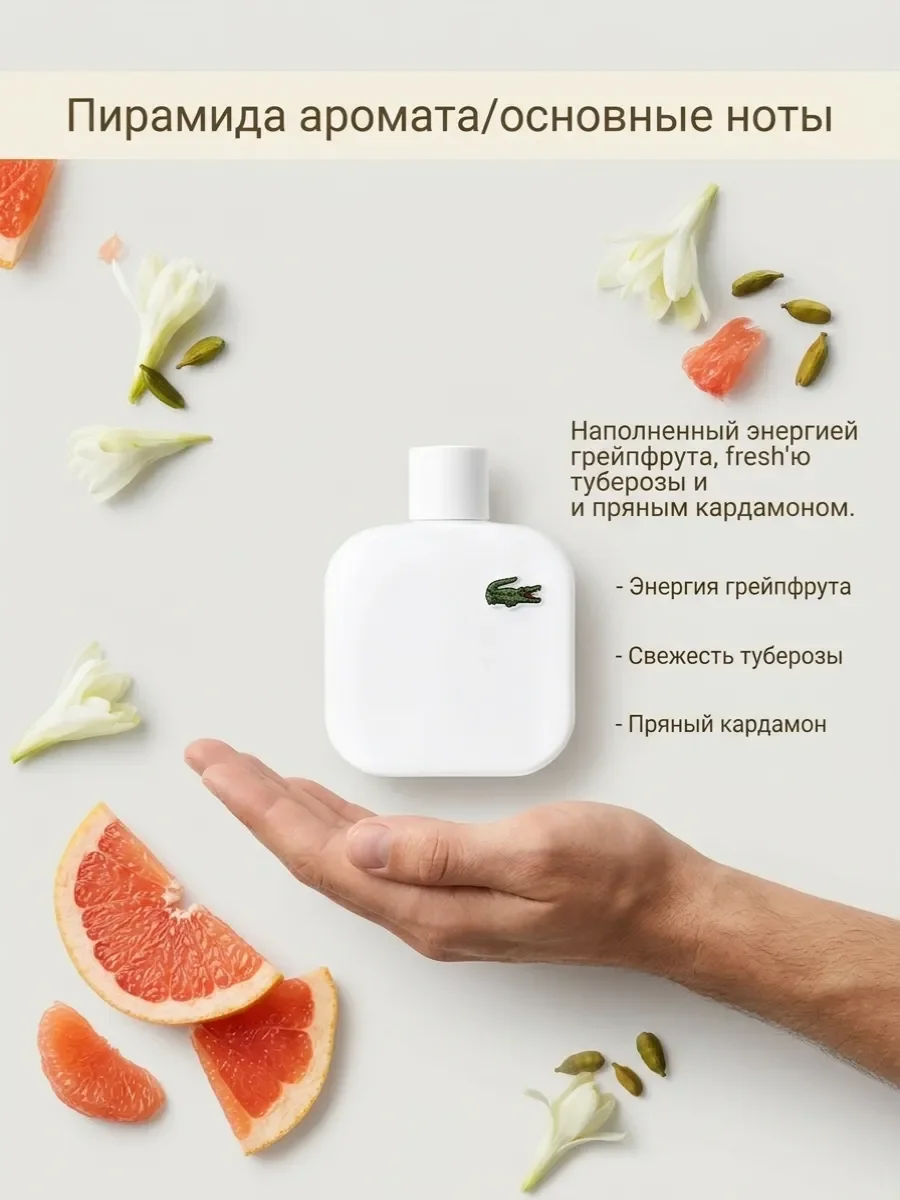 Духи мужские стойкие Lacoste L.12.12. Blanc Pure оригинал - миниатюра 2
