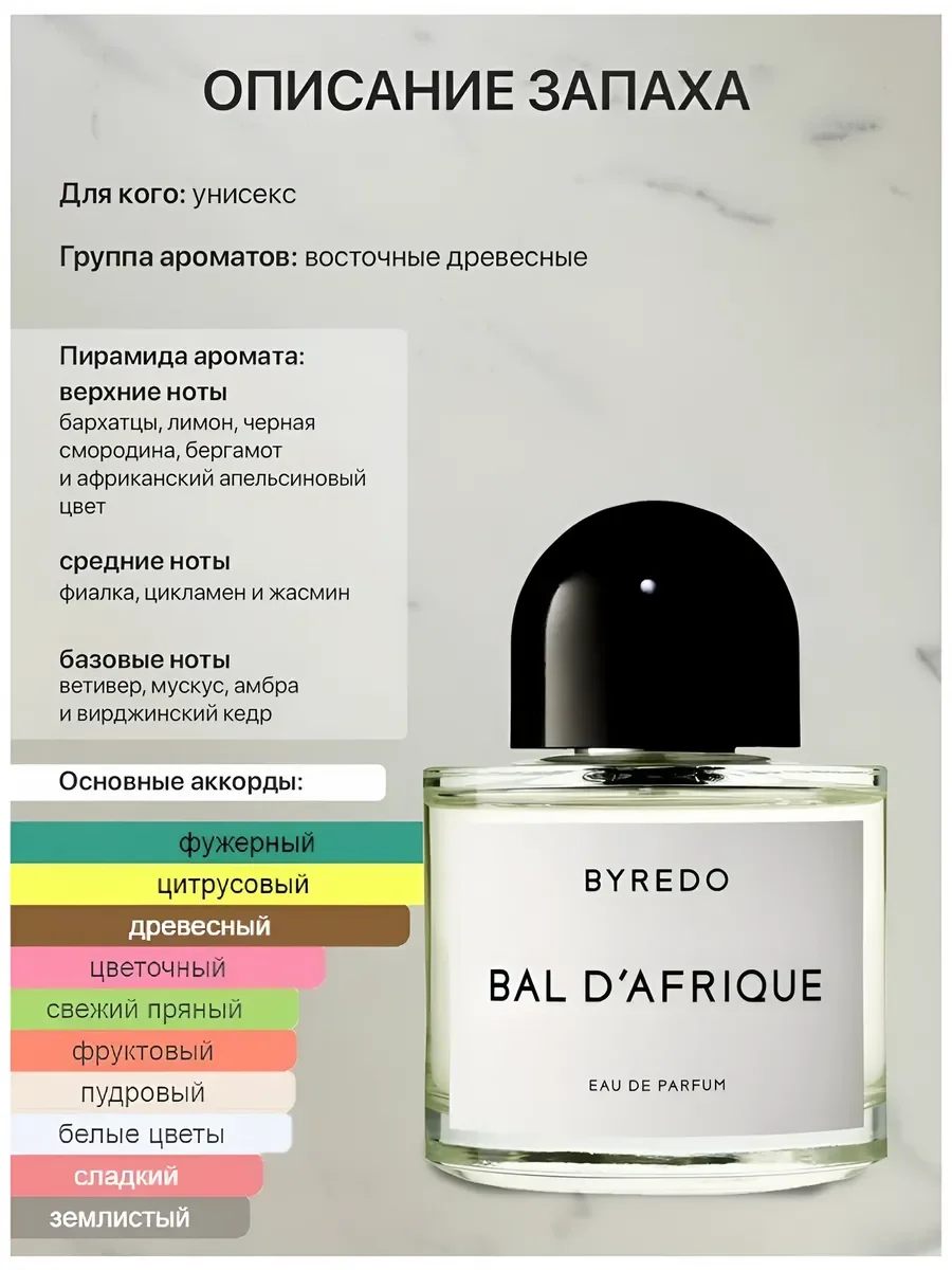 духи унисекс Байредо Bal d'Afrique 100 ml стойкие - миниатюра 3