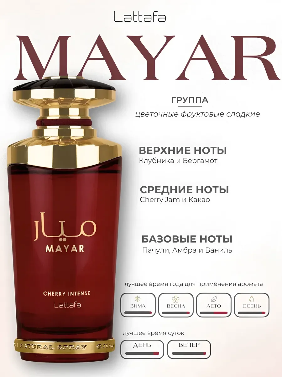 Духи женские Mayar Cherry Латтафа маяр 100 мл арабские - миниатюра 4