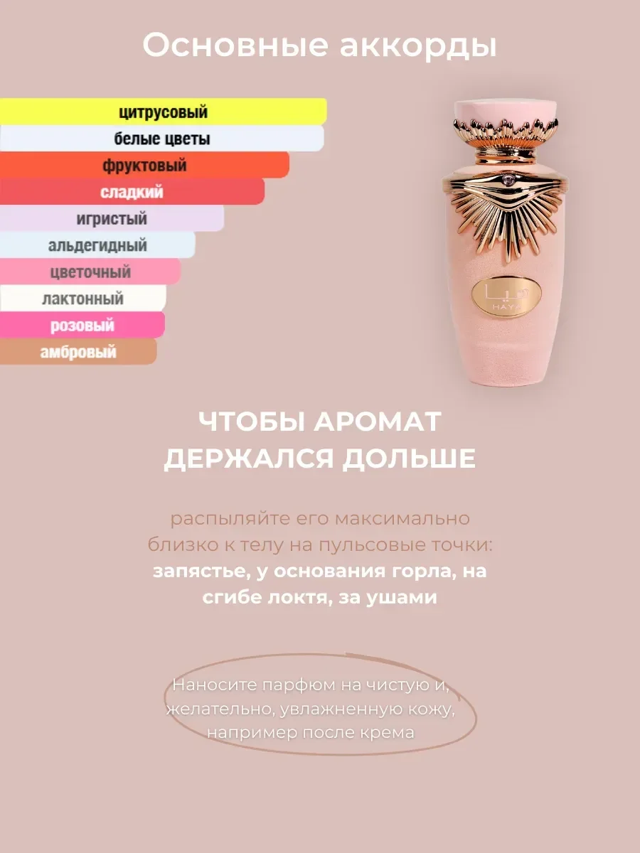 Духи арабские женские стойкие Haya Латтафа 100мл оригинал - миниатюра 5