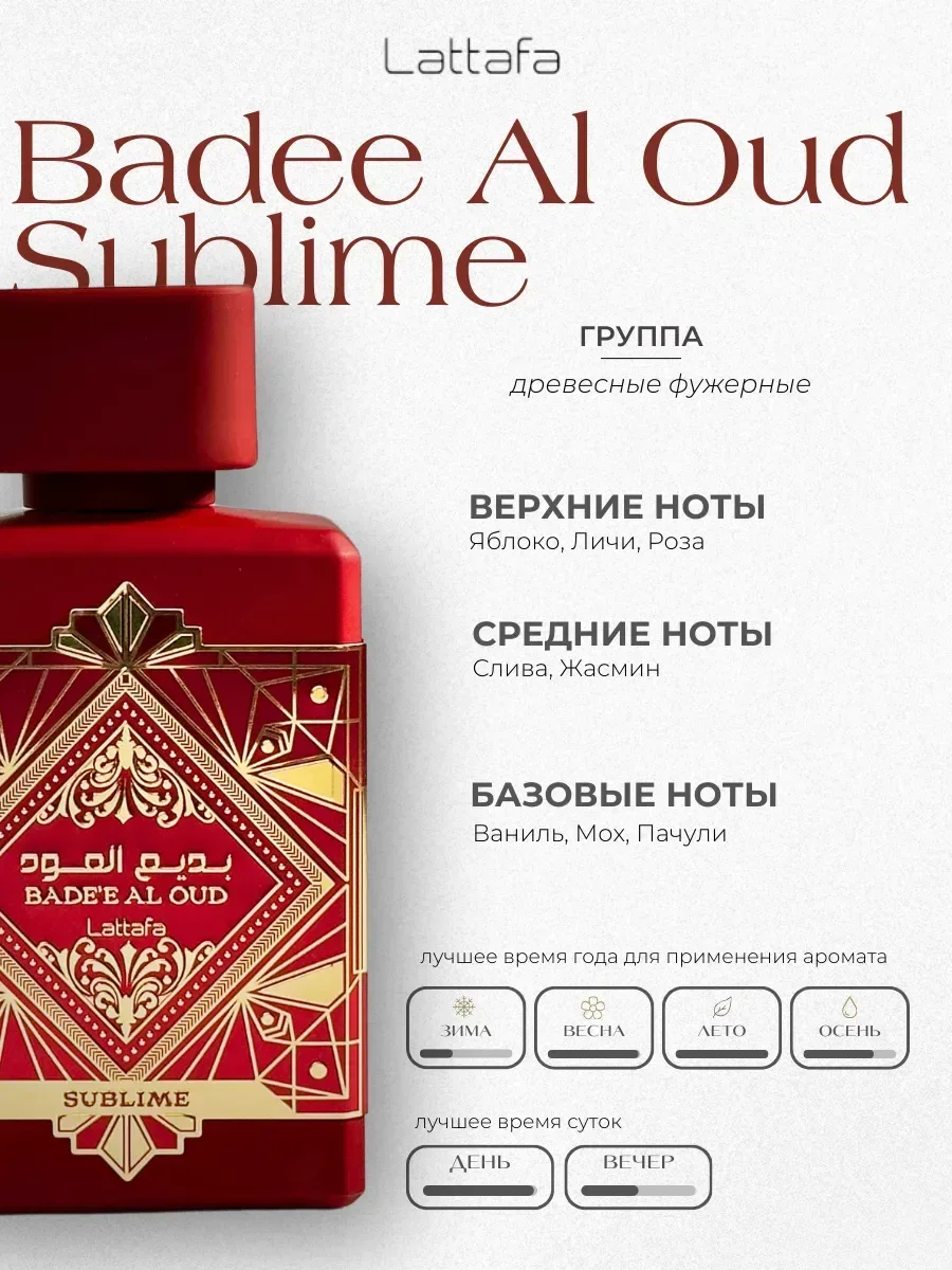 Духи унисекс Badee Al Oud Sublime Lattafa 100мл оригинал - миниатюра 2