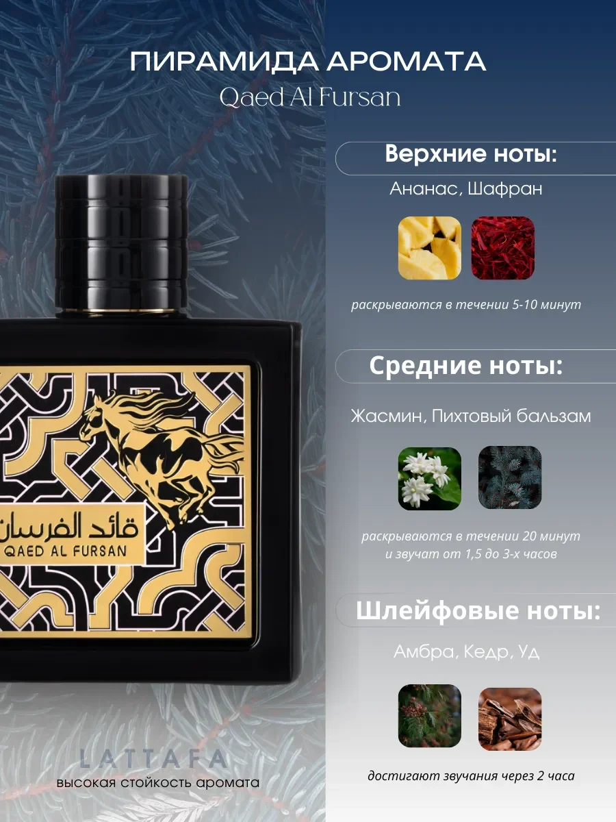 Духи унисекс Lattafa Perfumes Qaed Al Fursan 90мл - миниатюра 2