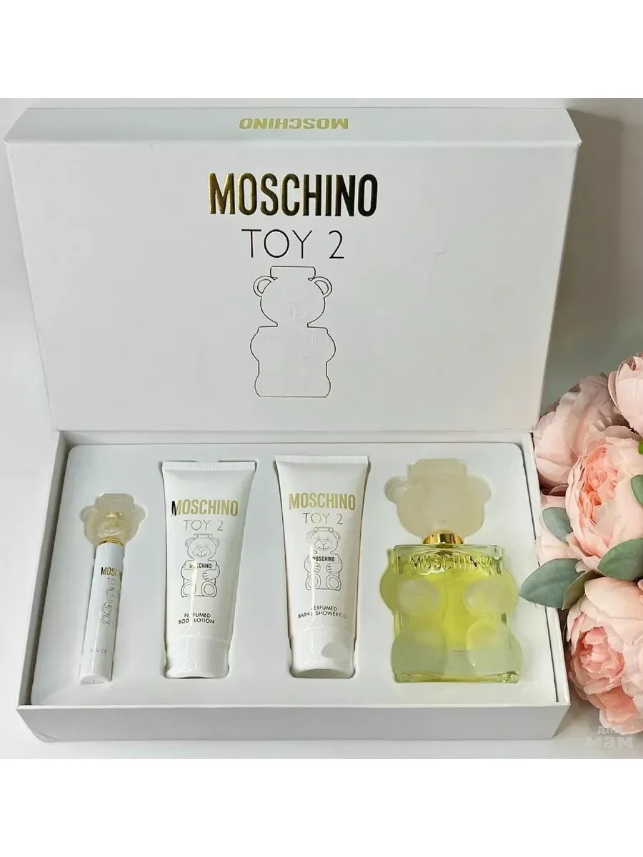 набор Moschino toy 2 4в1 духи подарочный мишка белая - изображение 1