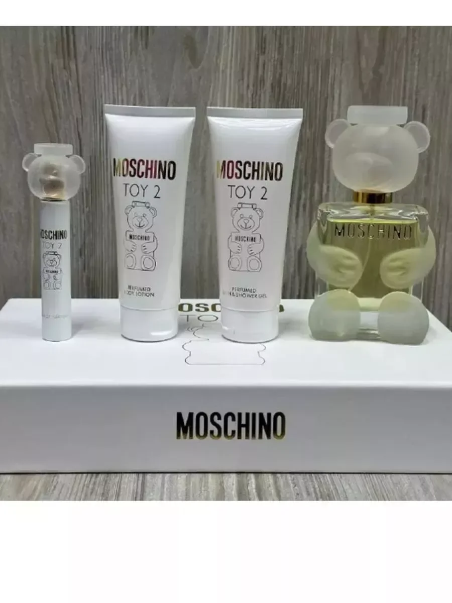 набор Moschino toy 2 4в1 духи подарочный мишка белая - миниатюра 3