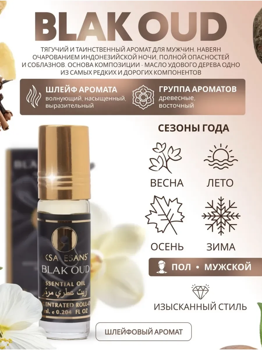 Духи мужские масляные Blak Oud 6 мл - миниатюра 4