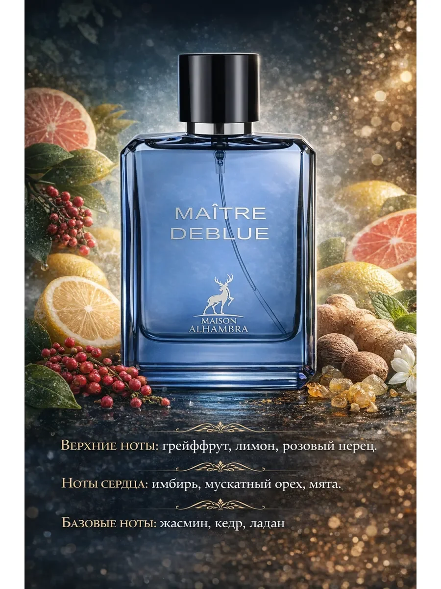 Арабские духи мужские Maitre De Blue 100ml - миниатюра 3
