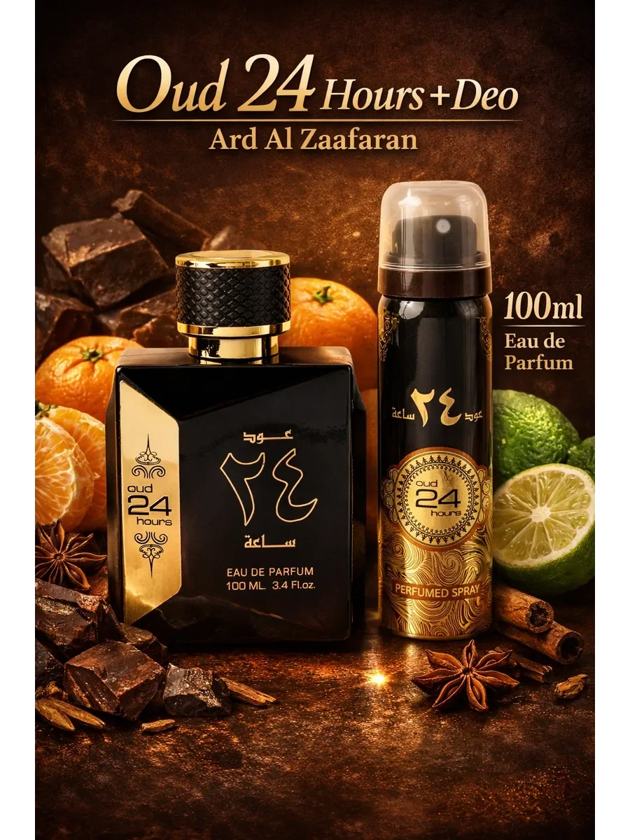 Арабские духи Oud 24 Hours+Deo 100ml - изображение 1
