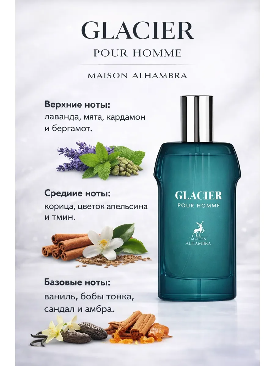 Арабские духи женские,мужские Glacier Pour Homme 5мл - миниатюра 2