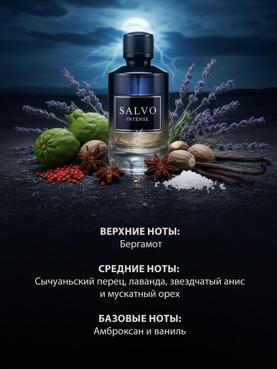 Арабские духи мужские Salvo Intense 100ml - миниатюра 3