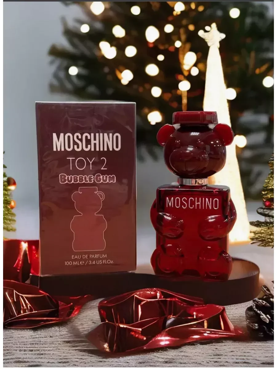 Женские духи Toy 2 Bubble Gum Москино бордовый мишка 100 мл - миниатюра 2