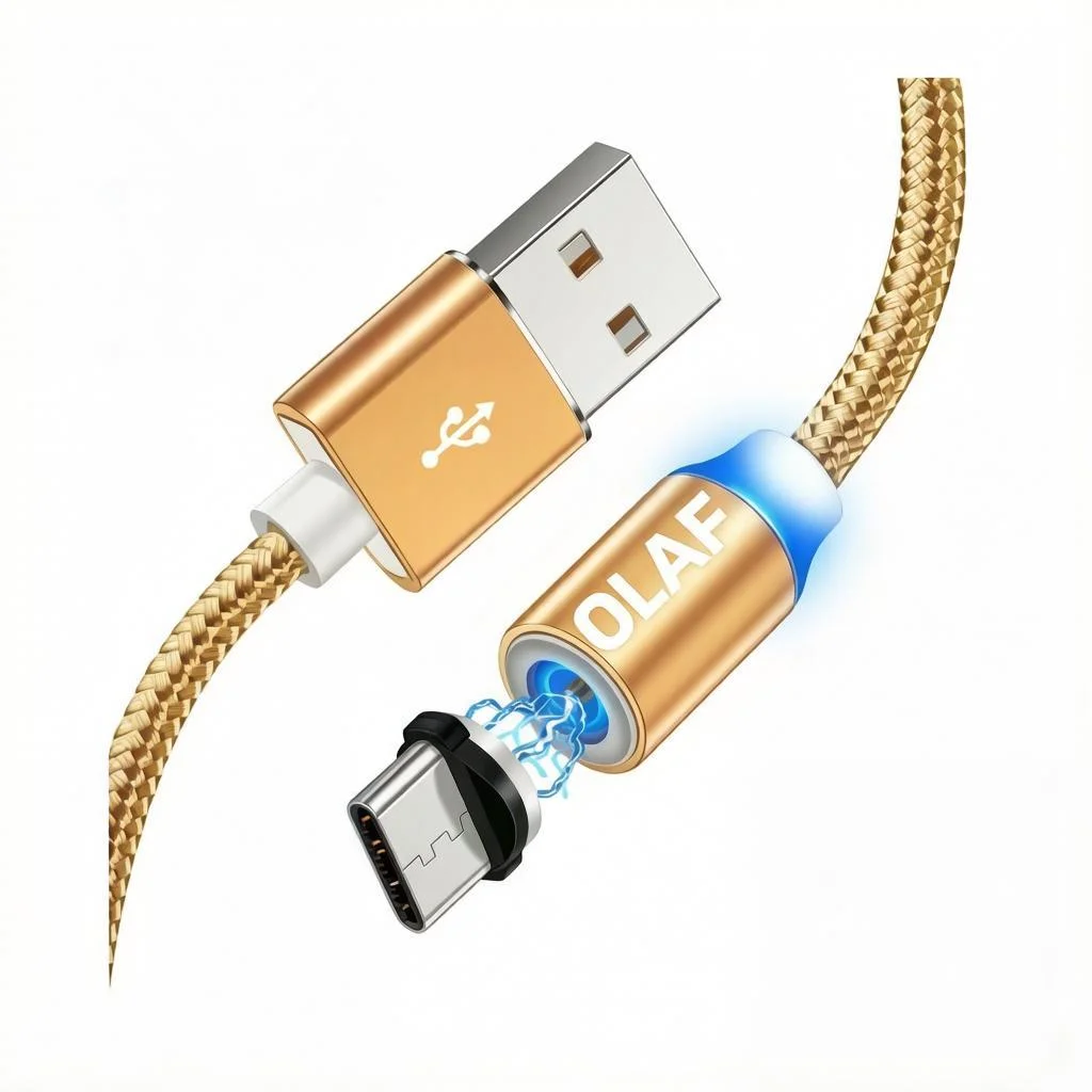 Магнитный Кабель OLAF, Micro USB, 1м, Золотистый - изображение 1