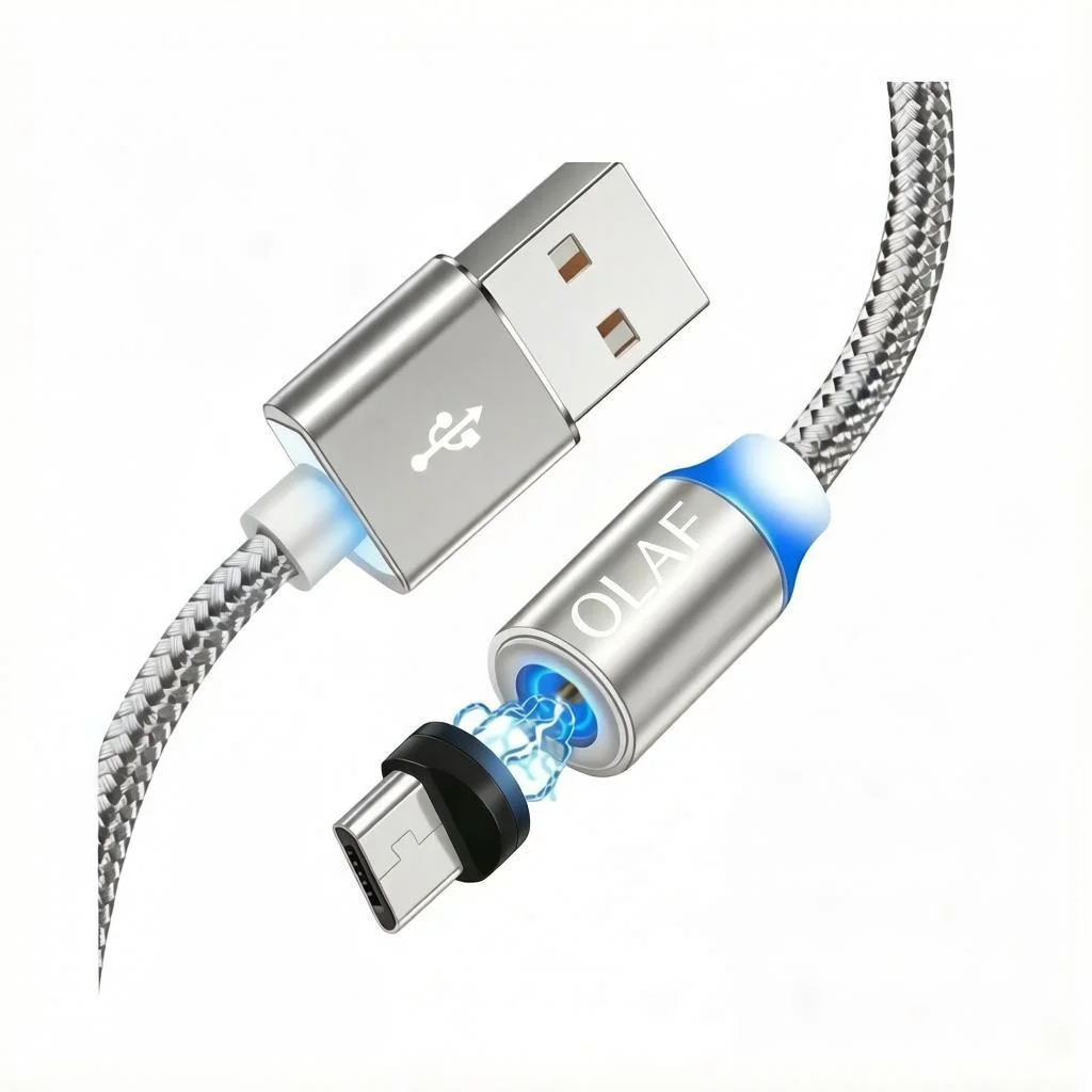 Магнитный Кабель OLAF, Micro USB, 1м, Серебристый - изображение 1