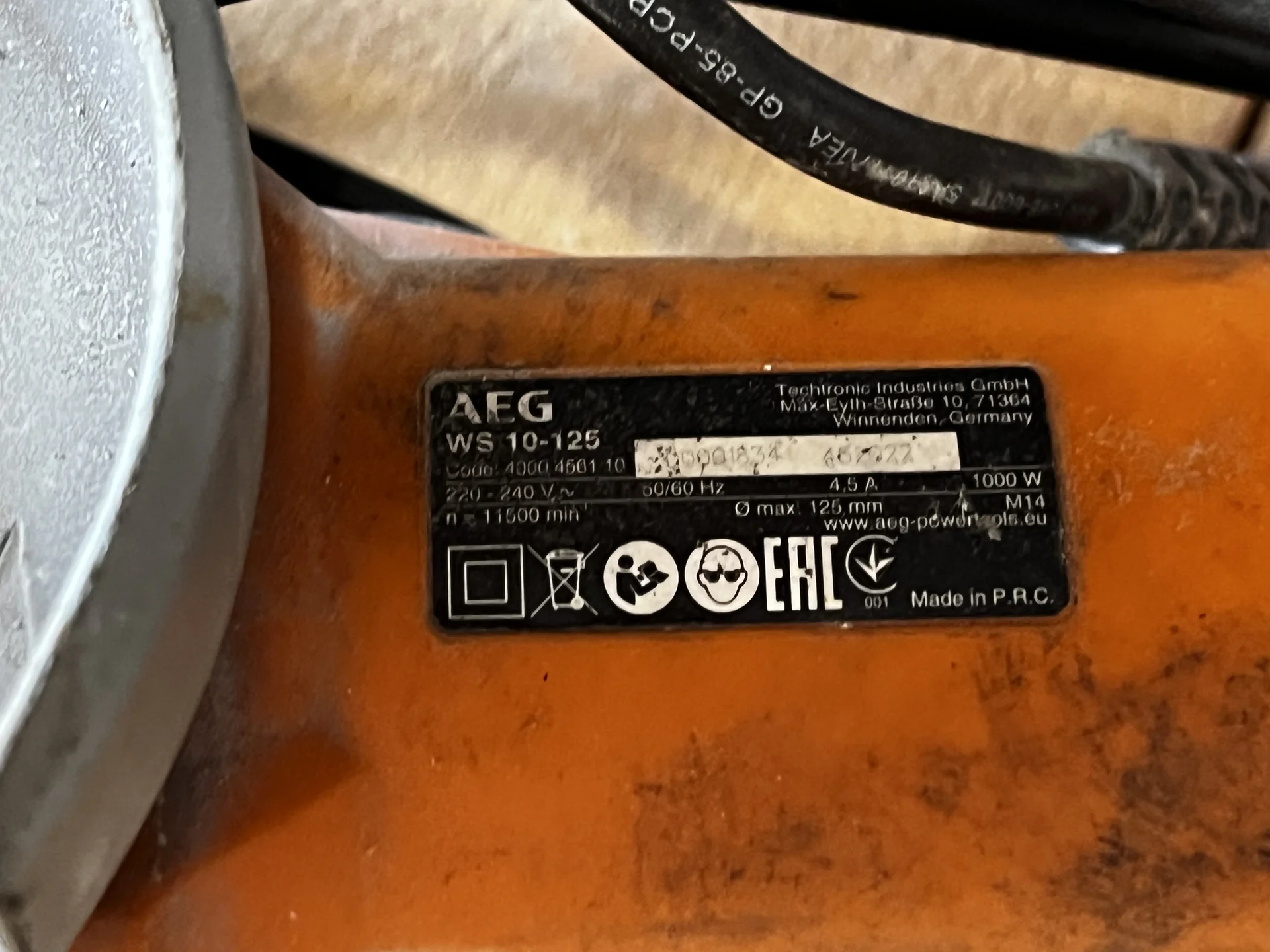 УШМ AEG WS 10-125 - миниатюра 3
