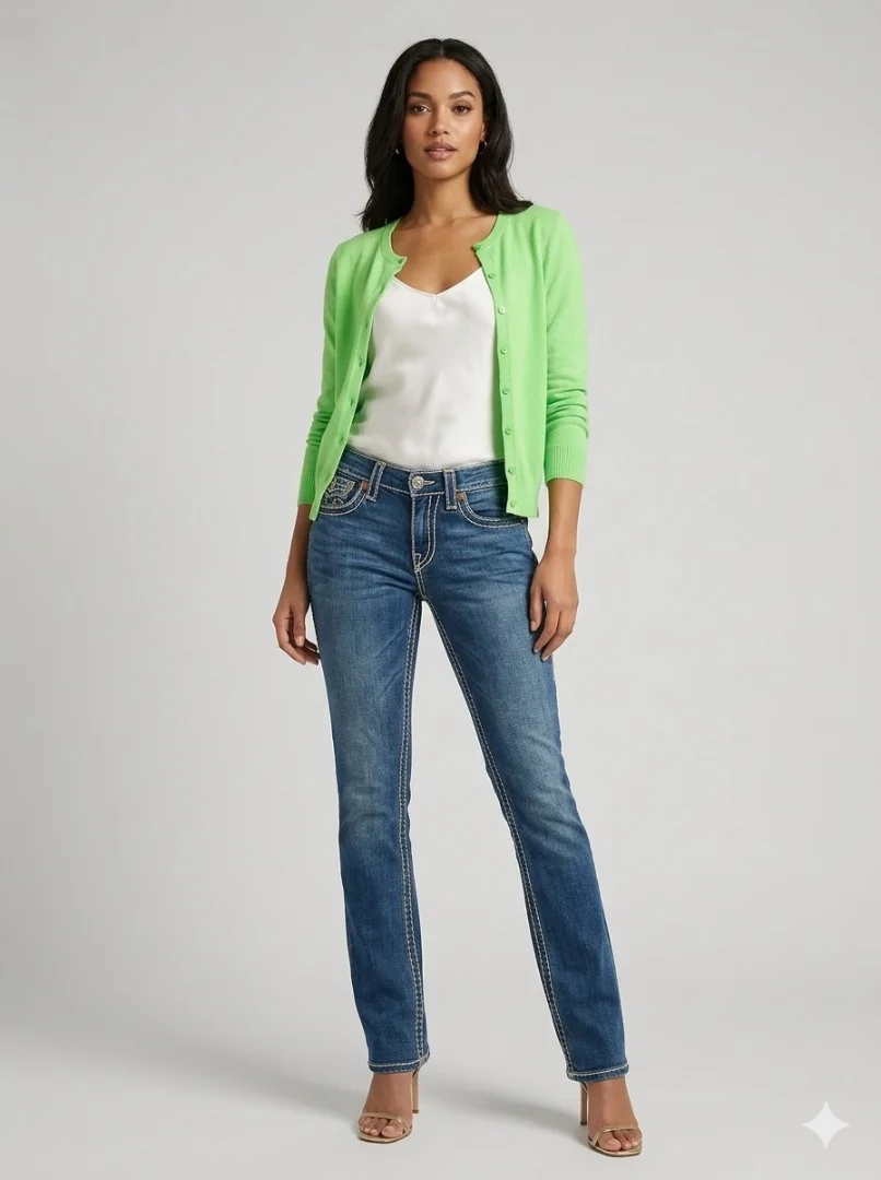 Прямые женские синие джинсы True Religion - миниатюра 3