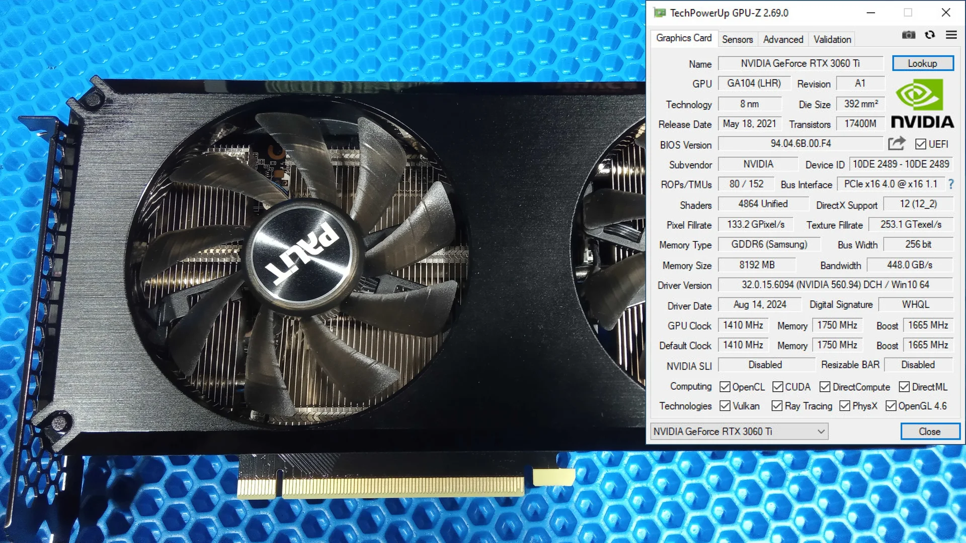 Видеокарта Palit GeForce RTX 3060Ti 8 Gb в отличном состоянии - миниатюра 8