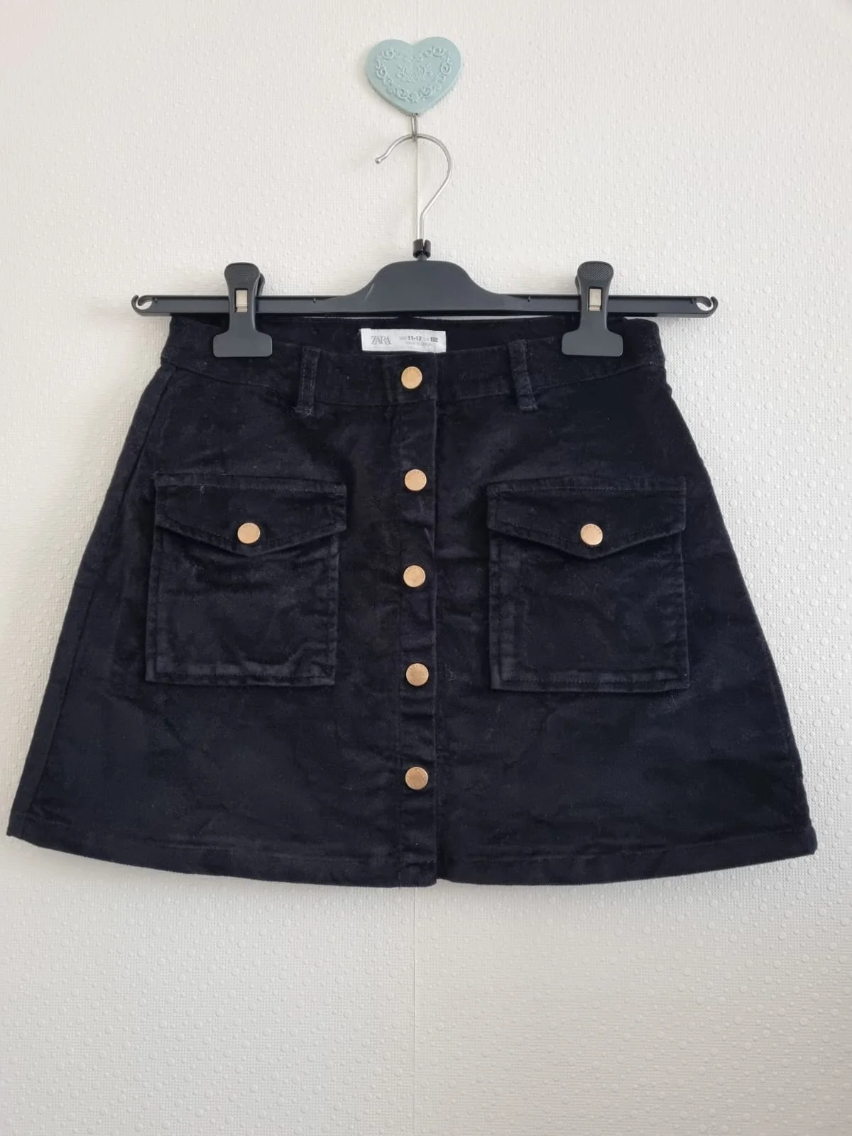 Юбка бархатная черная Zara 11-12/152см - изображение 1