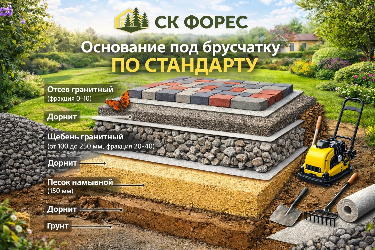 Мощение брусчатки и асфальтирование