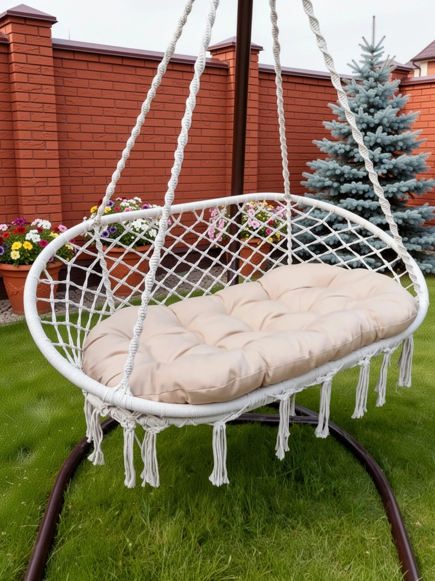 Подушка интерьерная, декоративная, для качели гамак 120х60 см цвет бежевый - миниатюра 2