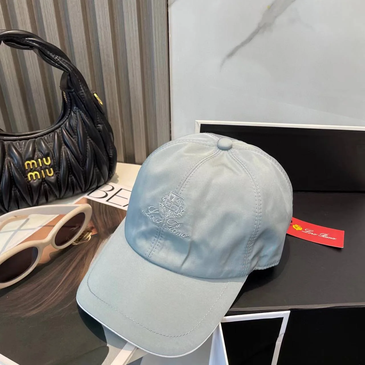 Кепка бейсболка loro piana в серо-голубом цвете - миниатюра 8