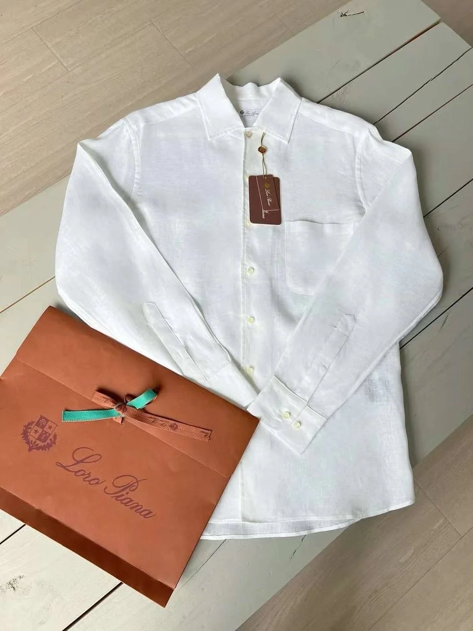 Рубашка белая loro piana - миниатюра 2