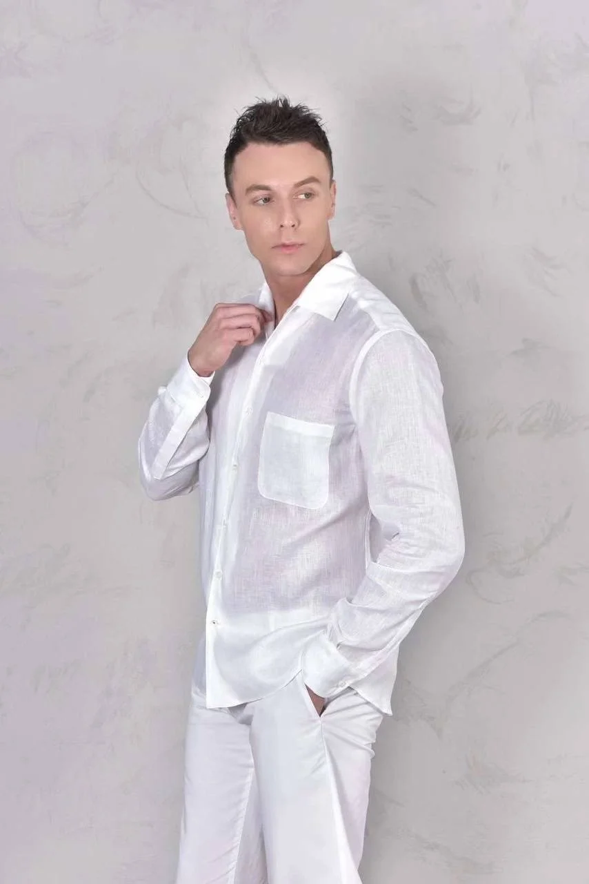 Рубашка белая loro piana - миниатюра 6