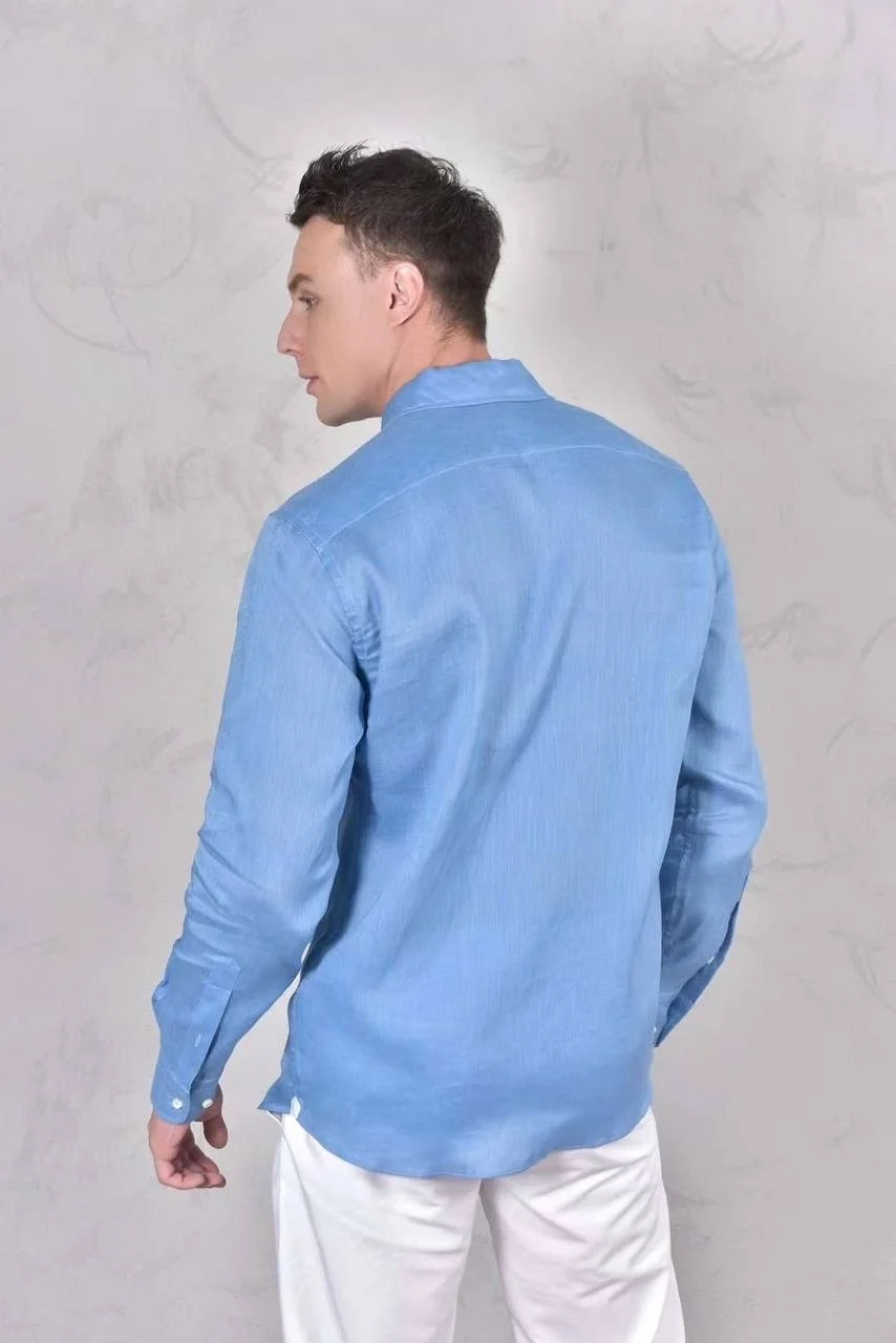 Рубашка белая loro piana льняная - миниатюра 4