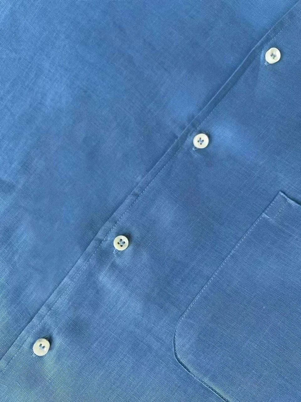 Рубашка белая loro piana льняная - миниатюра 7