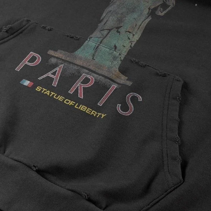 Худи balenciaga чёрная Paris - миниатюра 4