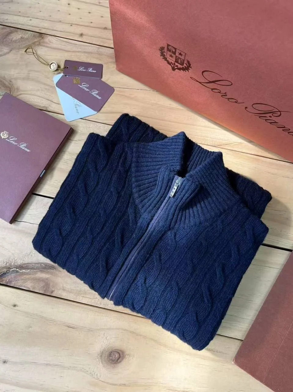 Свитер loro piana Treccia синий - миниатюра 2