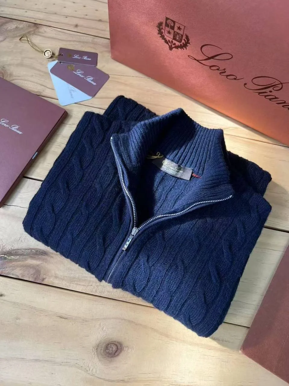 Свитер loro piana Treccia синий - миниатюра 3