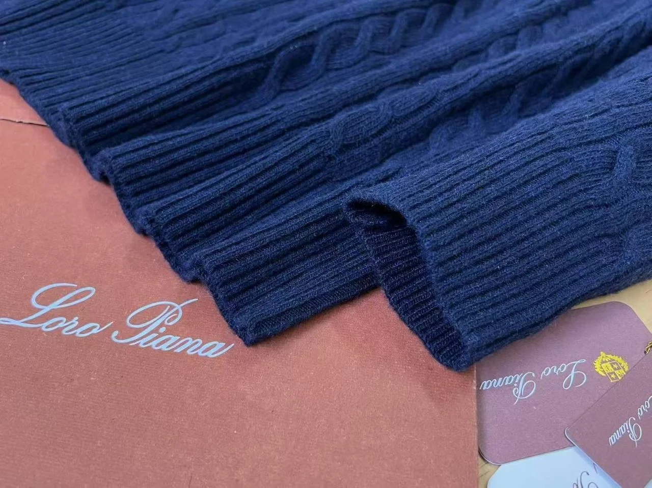 Свитер loro piana Treccia синий - миниатюра 5