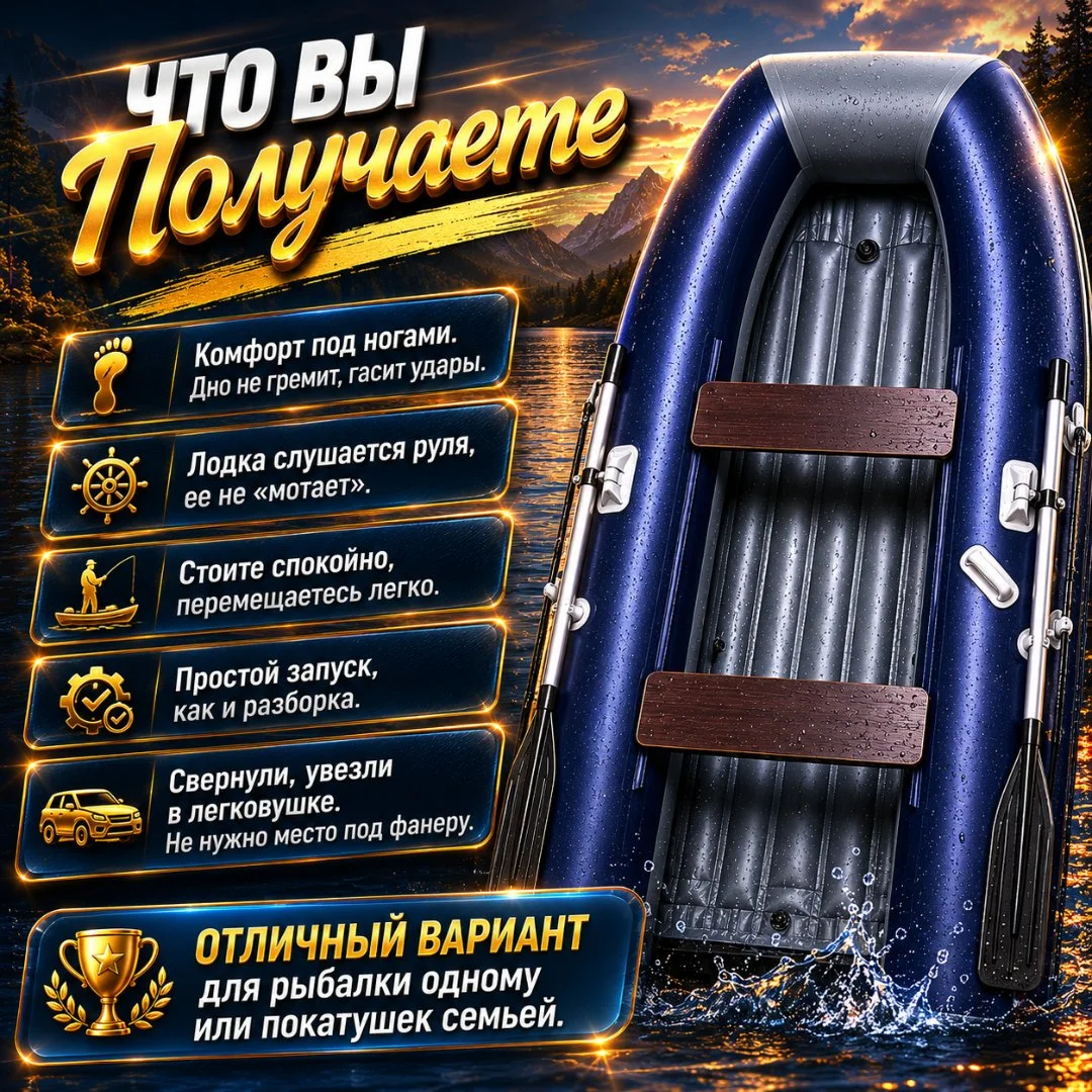 Моторная лодка ПВХ ALTAIR HD-340 Active НДНД синяя/серая - миниатюра 3