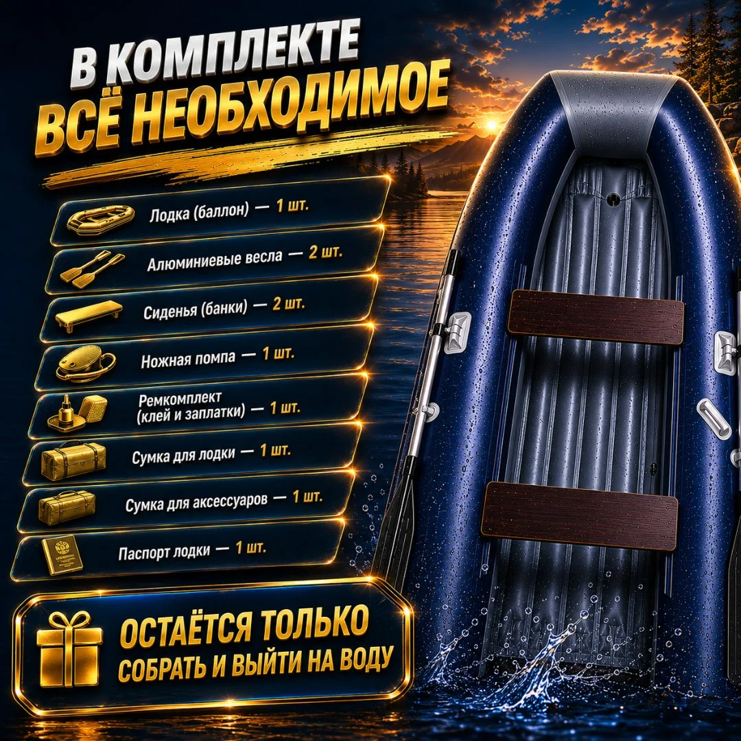 Моторная лодка ПВХ ALTAIR HD-340 Active НДНД синяя/серая - миниатюра 5