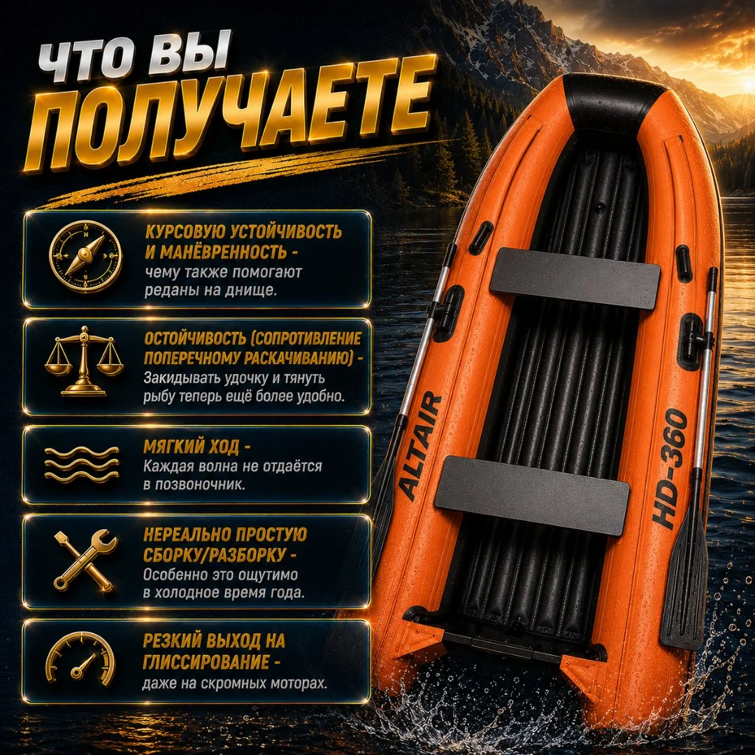 Моторная лодка ПВХ ALTAIR HD-360 НДНД - миниатюра 3