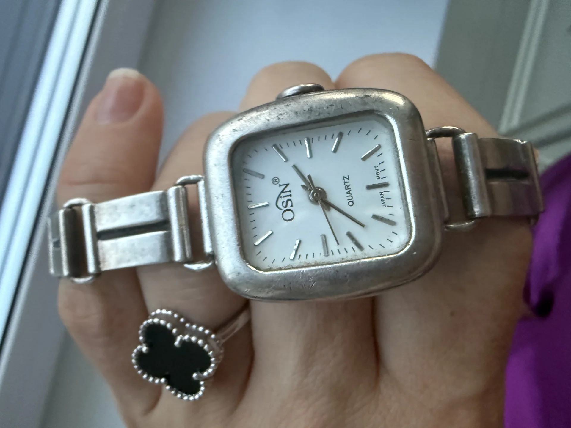 Винтажные серебряные кварцевые часы Osin 925 проба - миниатюра 4