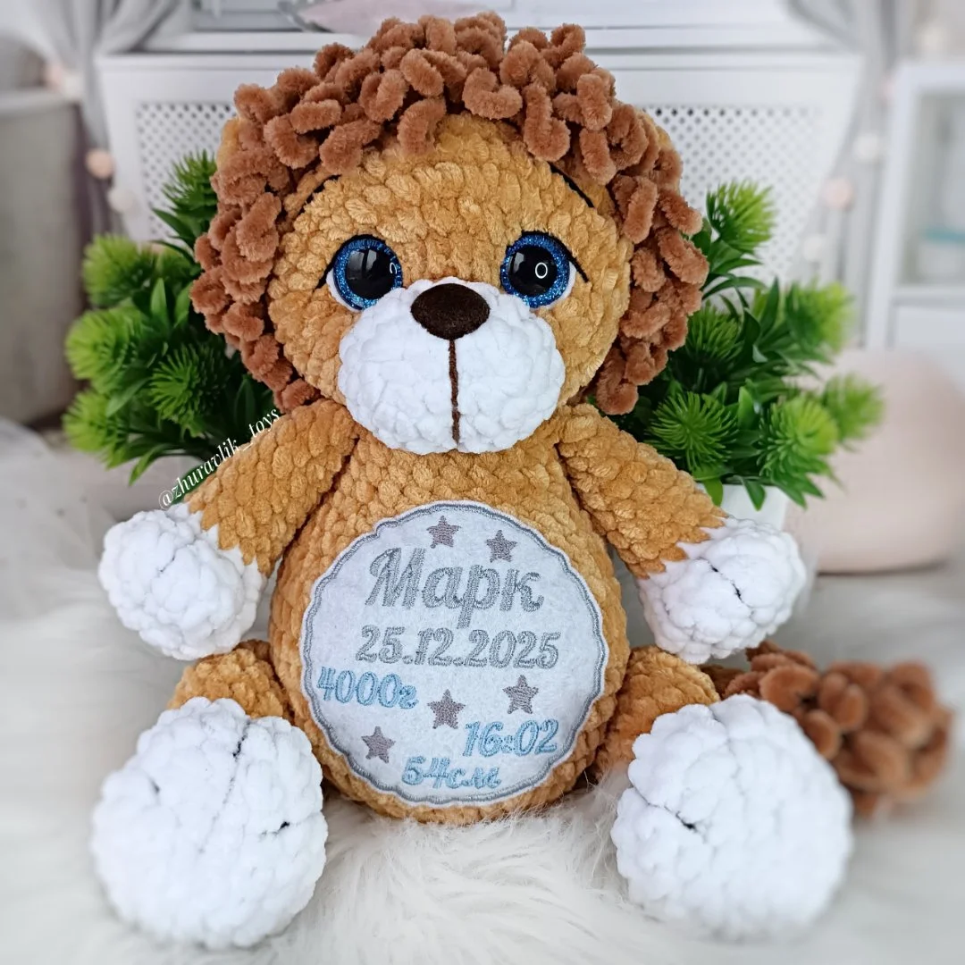 Вязаная игрушка с метрикой, игрушки ручной работы - миниатюра 4