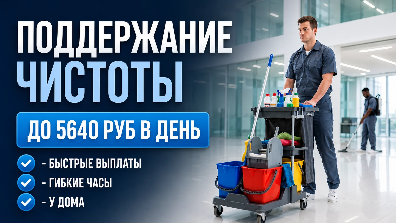 Открыта вакансия: Уборщик/Клинер в г. Ярославль - изображение 1