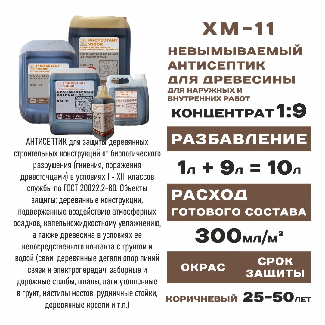 Антисептик для дерева хм 11 концентрат 1к9 - миниатюра 2