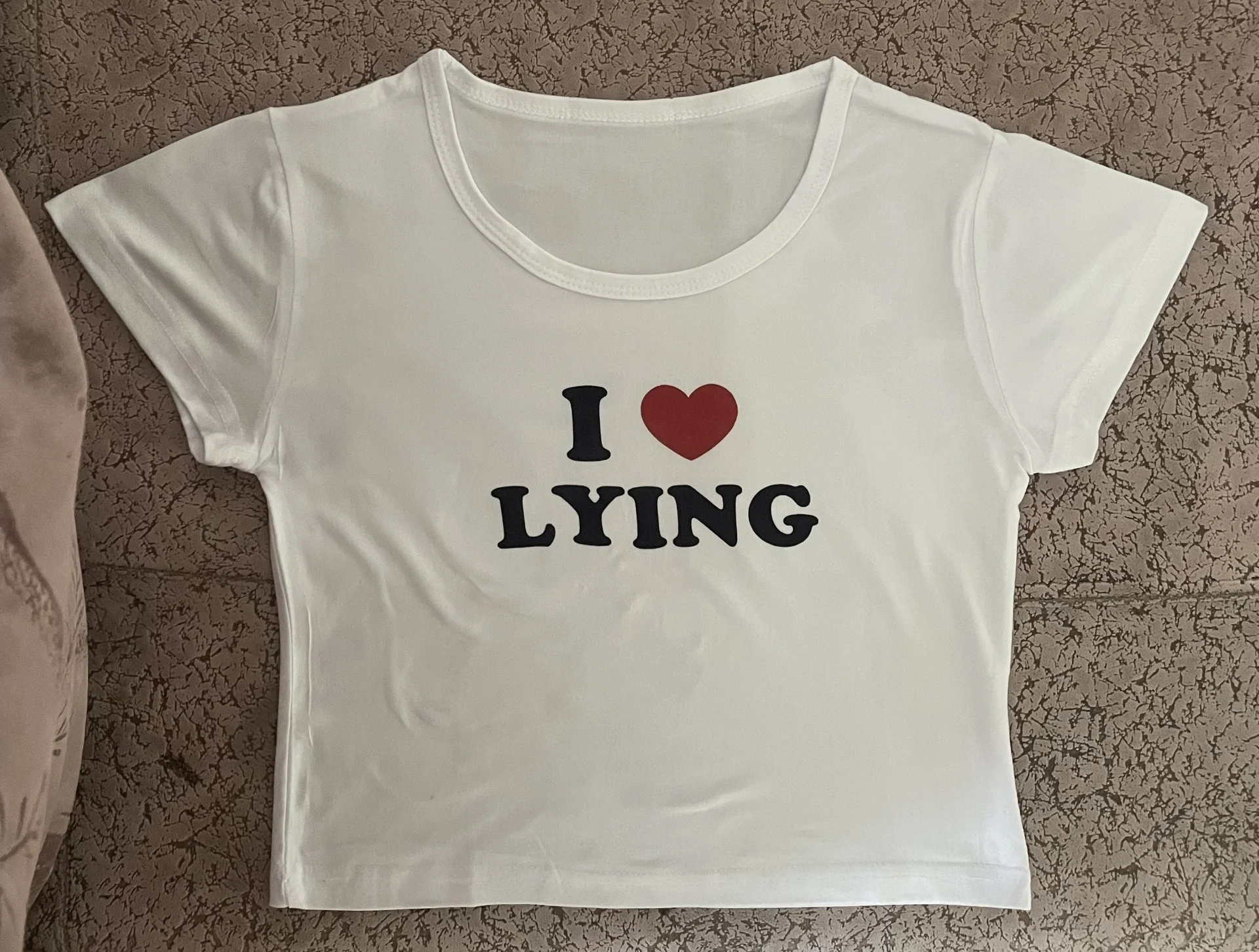 Женский топ с принтом «I love lying», новый (M/L) - миниатюра 3