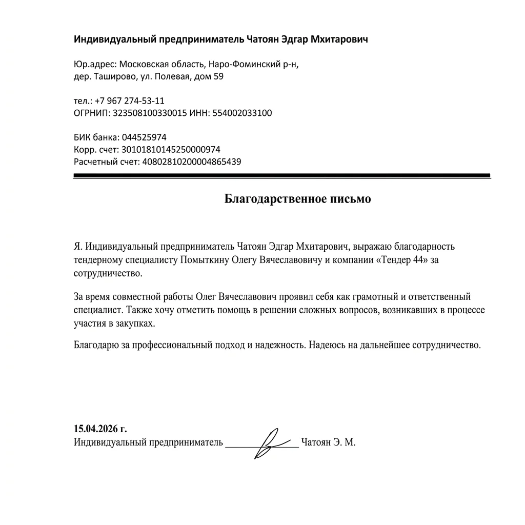 Тендерное сопровождение - миниатюра 4