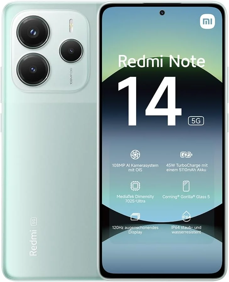 Xiaomi Redmi Note 14 5G 6/128GB Green Хит продаж, Новый, Магазин, Гарантия - изображение 1