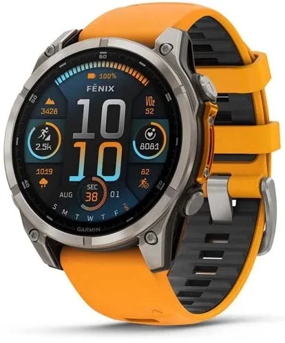 Garmin Fenix 8 AMOLED Sapphire 47mm/Orange-Graphite Silicone Band Топ выбор, Новый, Магазин, Гарантия - изображение 1