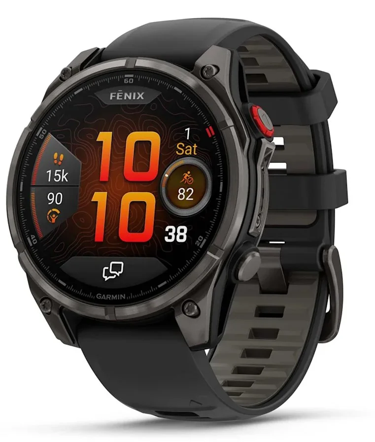Garmin Fenix 8 Pro 47mm AMOLED Sapphire Carbon Grey DLC Titanium/Black Pebble Grey Silicone Band Топ выбор, Новый, Магазин, Гарантия - изображение 1
