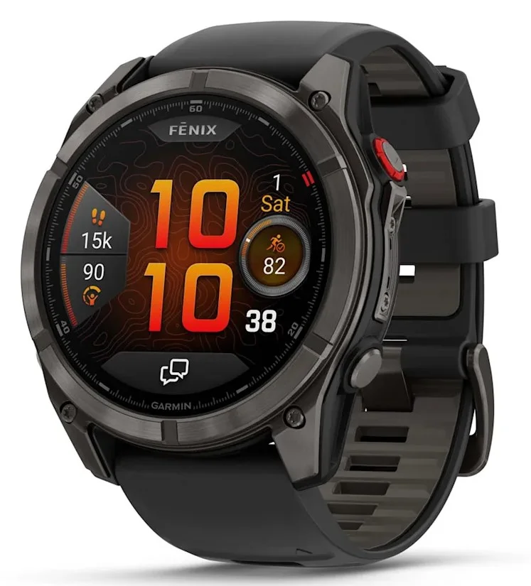 Garmin Fenix 8 Pro 51mm AMOLED Sapphire Carbon Grey DLC Titanium/Black Pebble Grey Silicone Band Эксклюзивная цена, Новый, Магазин, Гарантия - изображение 1