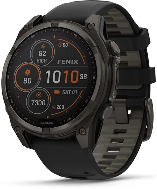 Garmin Fenix 8 AMOLED Solar Sapphire 51mm Carbon Gray DLC Titanium Black/Pebble Gray Silicone Лидер продаж, Новый, Магазин, Гарантия - изображение 1