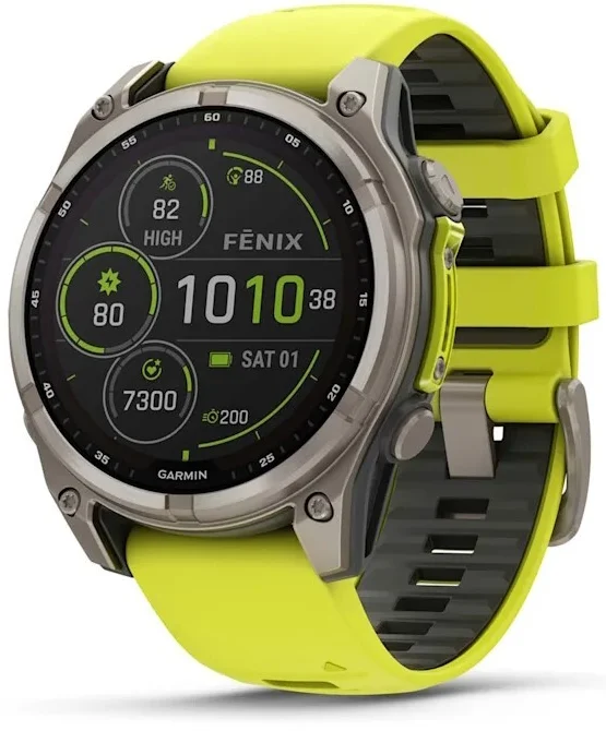 Garmin Fenix 8 AMOLED Solar Sapphire 51mm Titanium AMP/Yellow-Graphite Silicone Band Супер предложение, Новый, Магазин, Гарантия - изображение 1